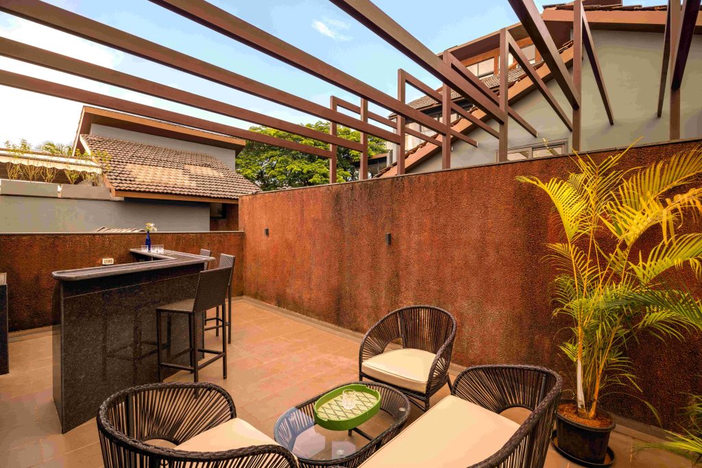 Image of Terrace with rooftop bar of Villa Solaris 3 bhk private villas with pool